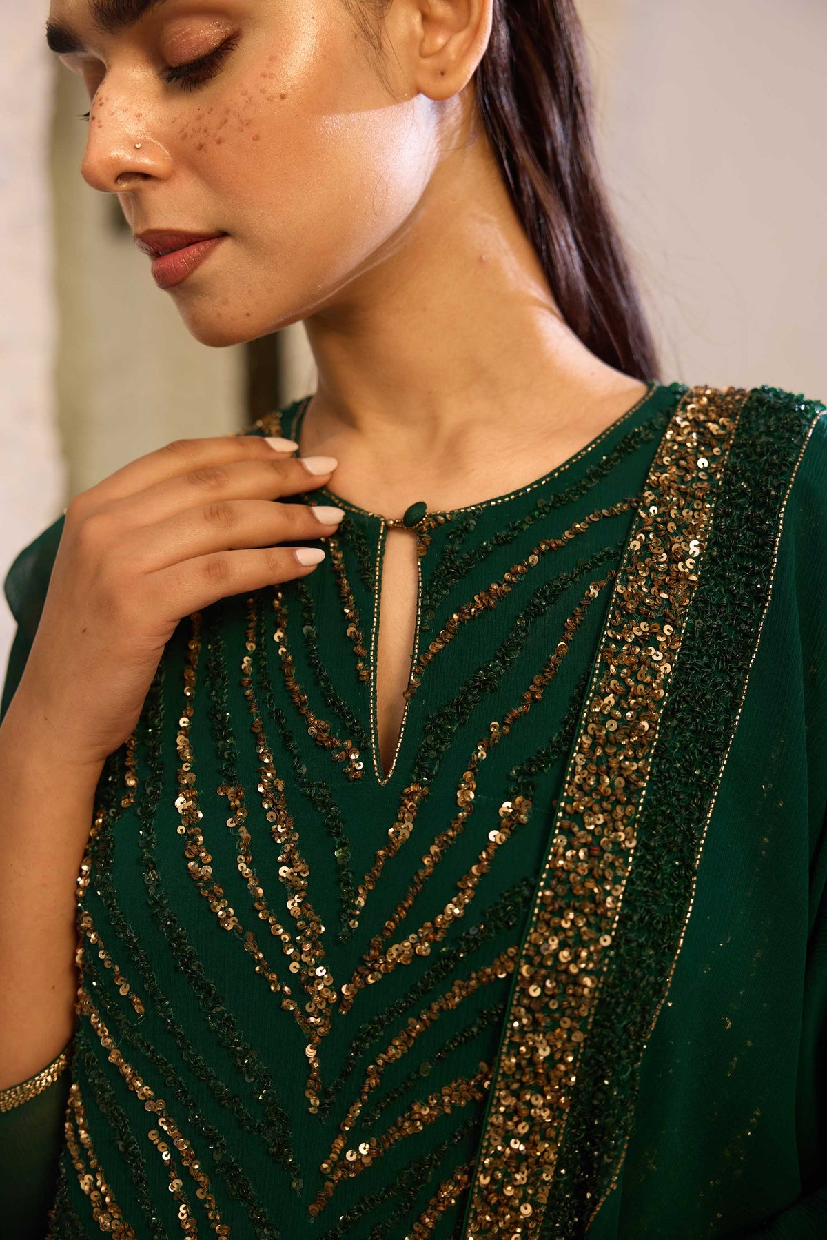 Kurta Set in Gold Sequin Embroidery