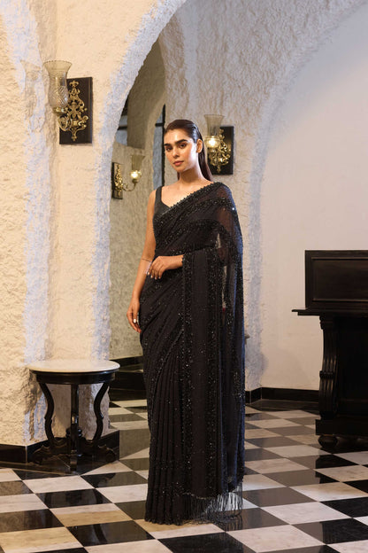 Sari Set in Tonal Sequin Sprinkle Embroidery