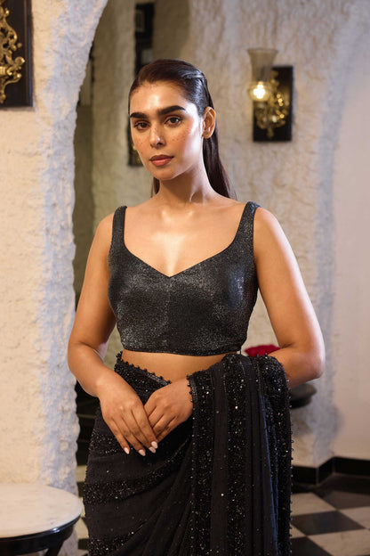 Sari Set in Tonal Sequin Sprinkle Embroidery