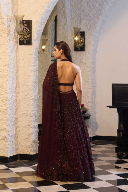 Lehenga Set in Fish Scale Tonal Sequin Embroidery