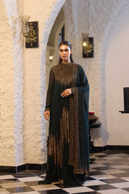 Asymmetric Kurta Set in Line Sequin Embroidery