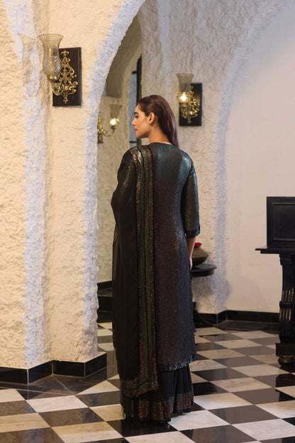 Kurta Set in two tone sequin sheeting embroidery