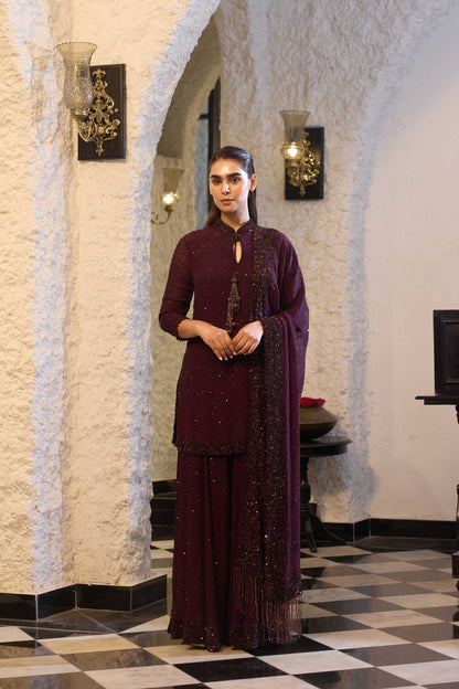 Sharara Set in Tonal Sprinkle sequin Embroidery