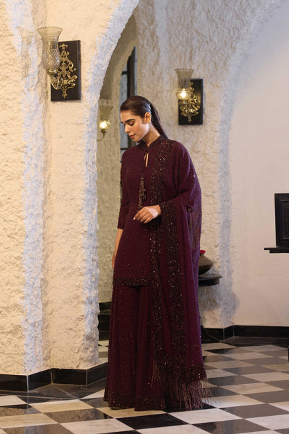 Sharara Set in Tonal Sprinkle sequin Embroidery