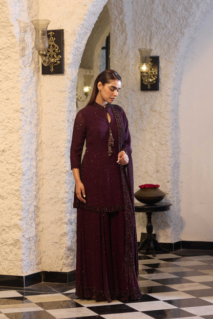 Sharara Set in Tonal Sprinkle sequin Embroidery