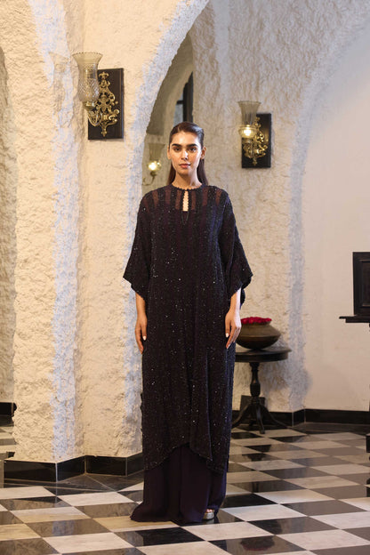 Kaftan set in tonal sprinkle sequin embroidery