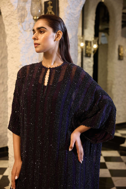 Kaftan set in tonal sprinkle sequin embroidery