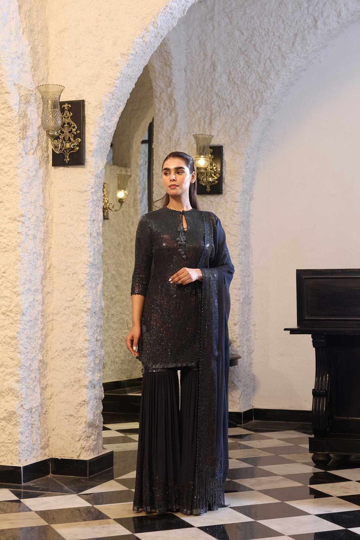 Gharara Set in two tone sequin sheeting Embroidery