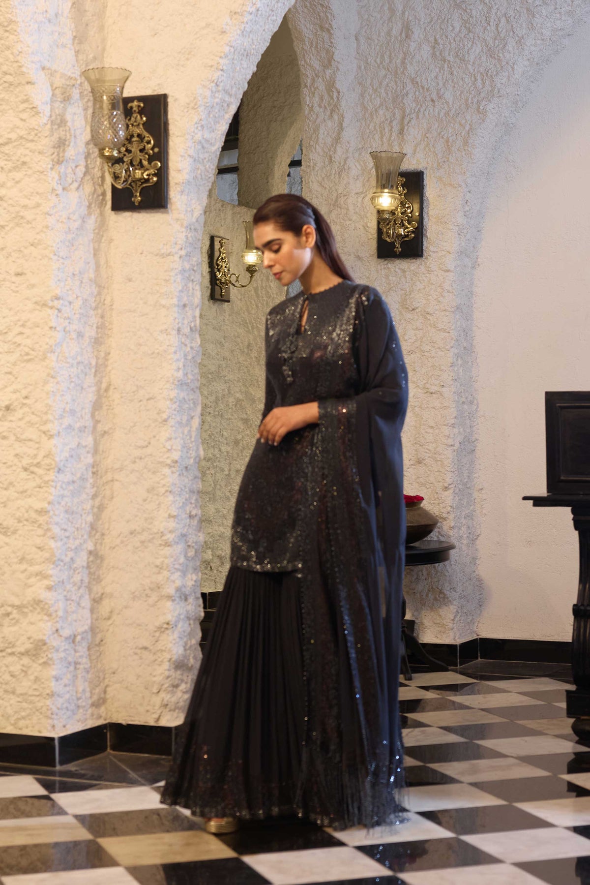 Gharara Set in two tone sequin sheeting Embroidery