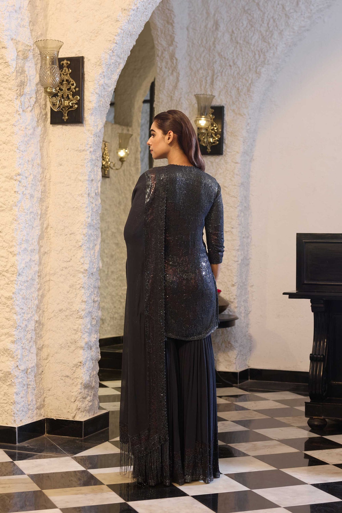Gharara Set in two tone sequin sheeting Embroidery