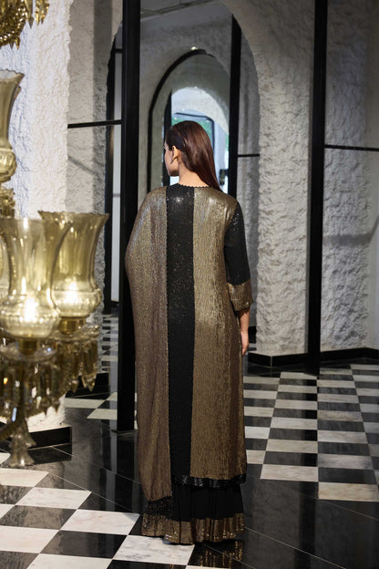 Kurta Set in Gold & Tonal Sequin Sheeting Embroidery