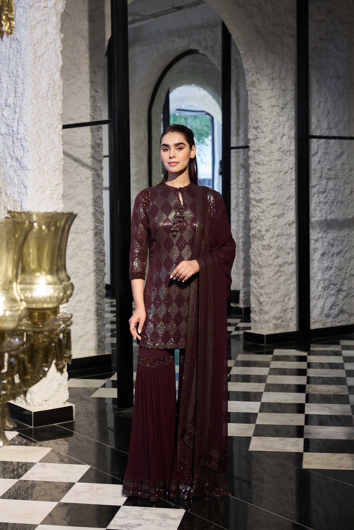 Gharara Set in two tone sequin sheeting Embroidery