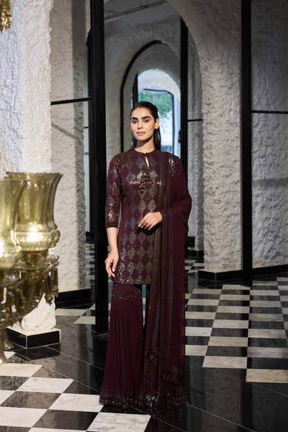 Gharara Set in two tone sequin sheeting Embroidery
