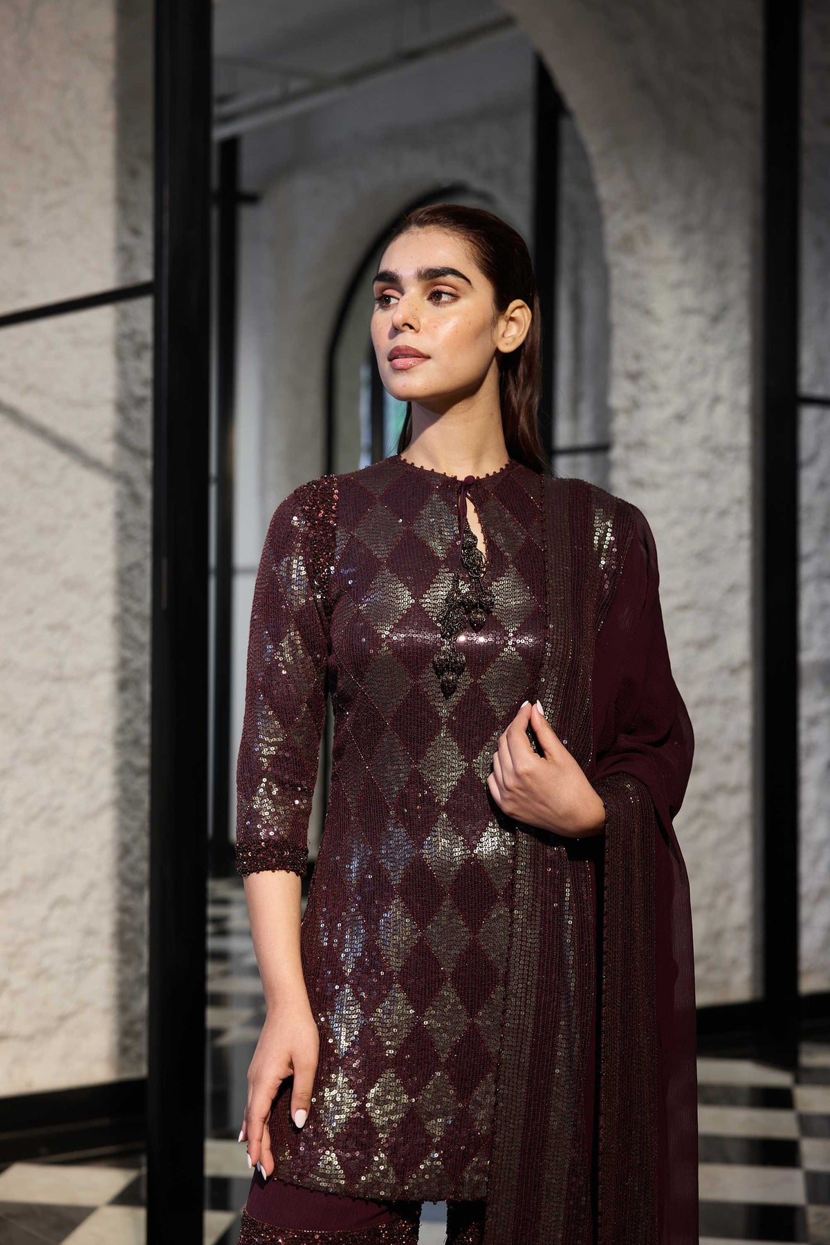 Gharara Set in two tone sequin sheeting Embroidery