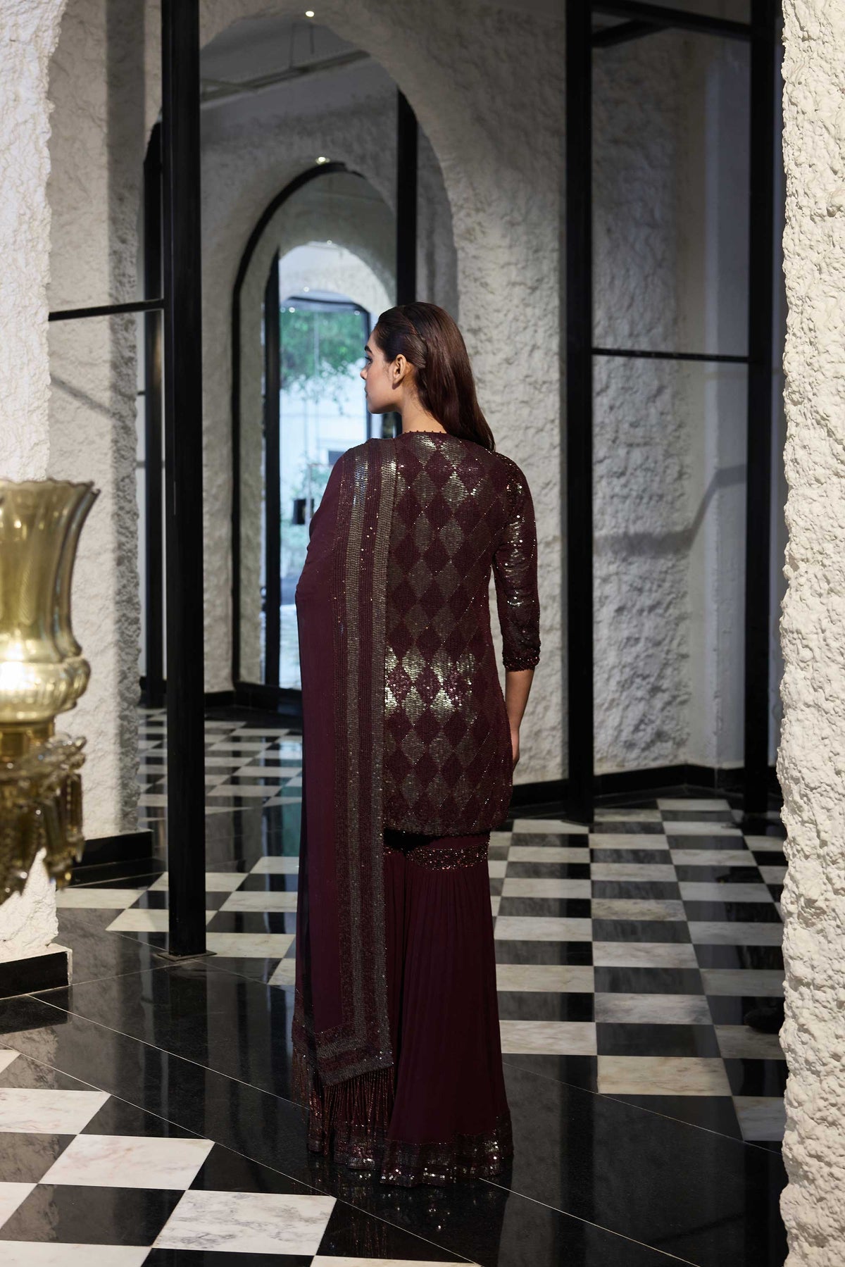 Gharara Set in two tone sequin sheeting Embroidery