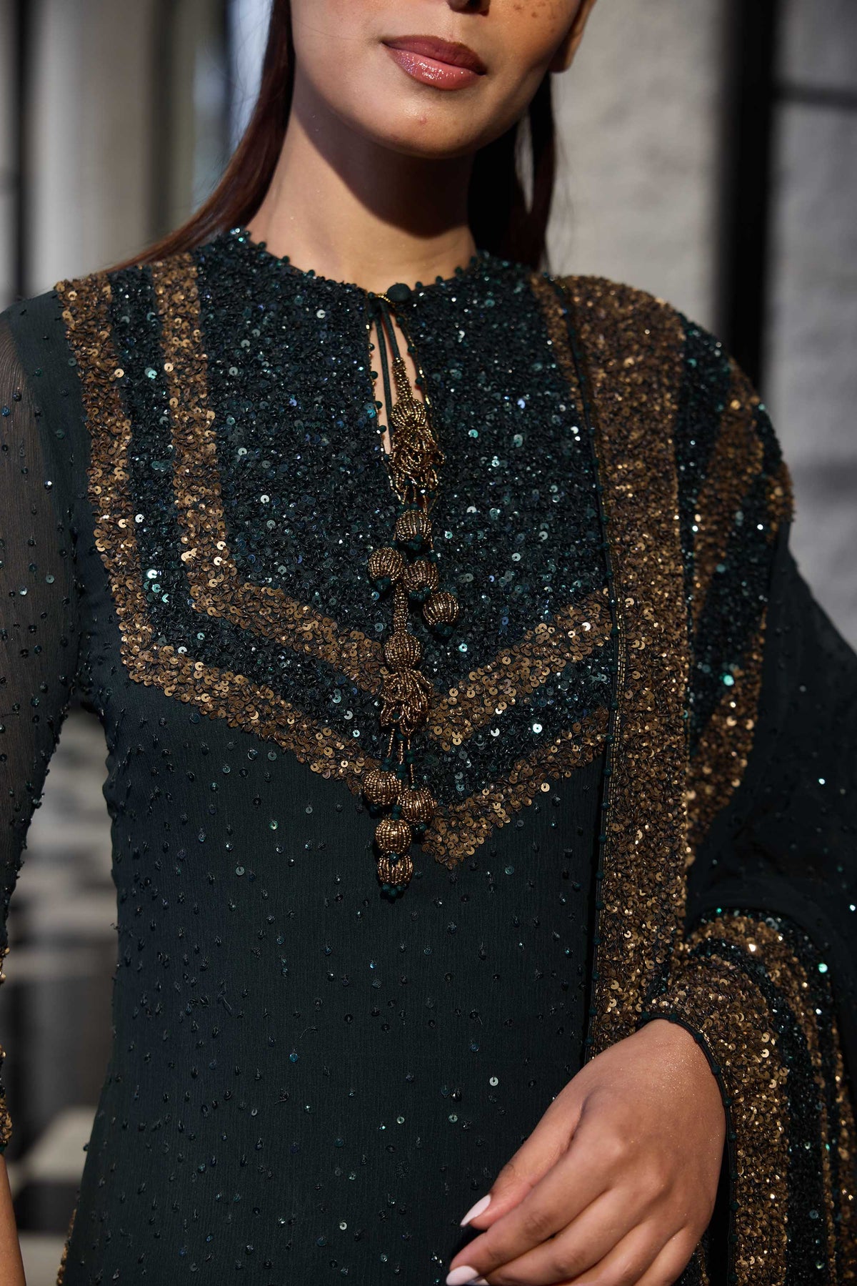 Gharara Set in Double Border Sequin Embroidery