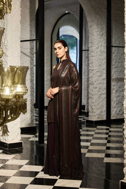 Sharara Set in Four Tone sheeting sequin Embroidery