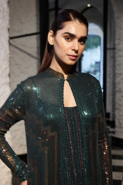 Jacket Set in Four Tone sequin Embroidery