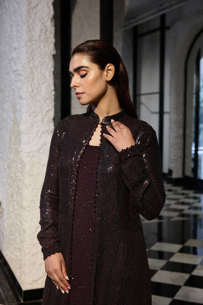 Jacket Set in two Tone Sequin Sheeting  Embroidery