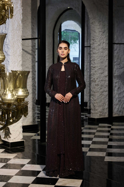 Jacket Set in two Tone Sequin Sheeting  Embroidery