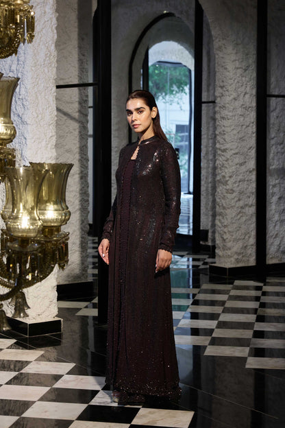 Jacket Set in two Tone Sequin Sheeting  Embroidery