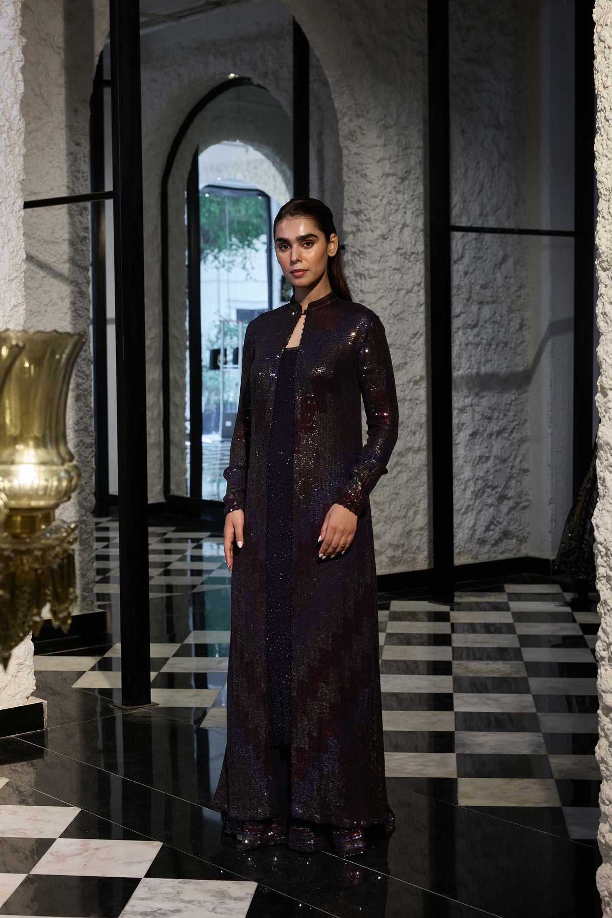 Jacket Set in Four Tone sequin Embroidery
