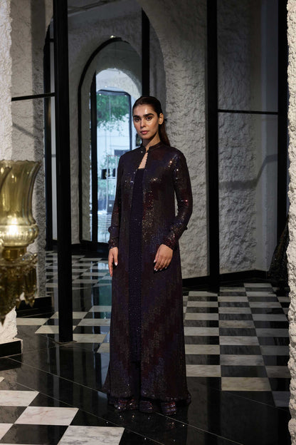 Jacket Set in Four Tone sequin Embroidery
