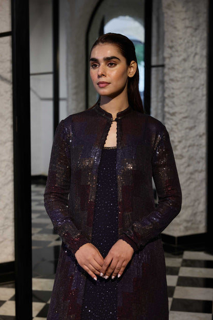 Jacket Set in Four Tone sequin Embroidery