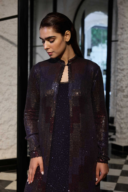 Jacket Set in Four Tone sequin Embroidery