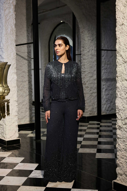 Jacket Set in tonal sequin and cutdana Embroidery