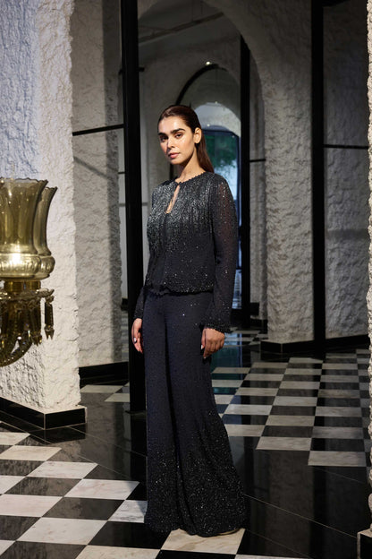 Jacket Set in tonal sequin and cutdana Embroidery