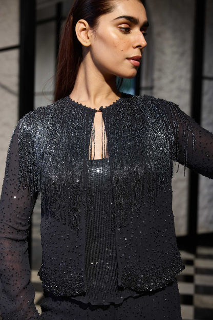 Jacket Set in tonal sequin and cutdana Embroidery