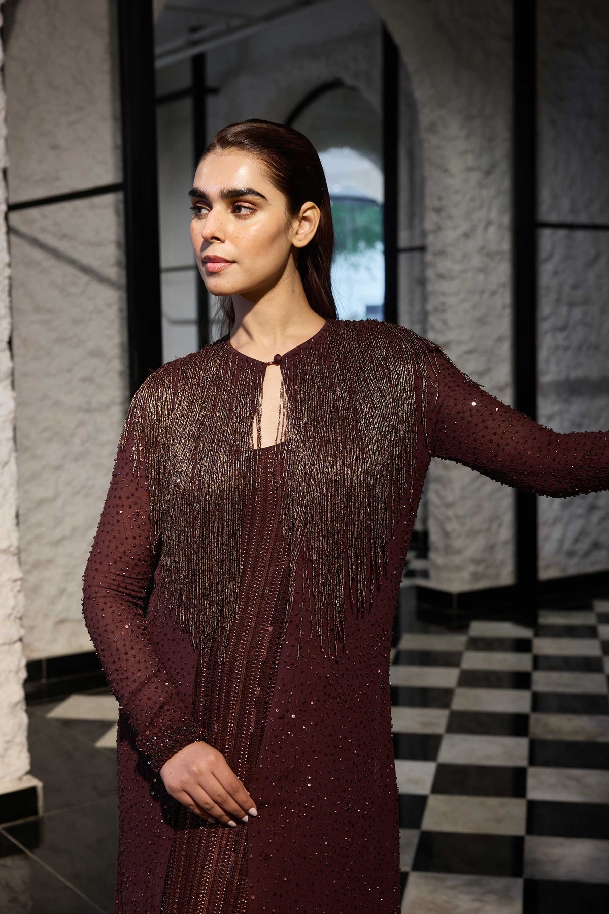 Jacket Set in Tonal sequin Sprinkle Embroidery
