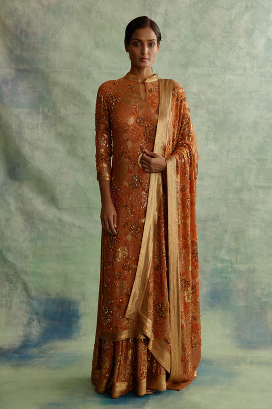 Kurta Set in Signature Rose Sequin Embroidery