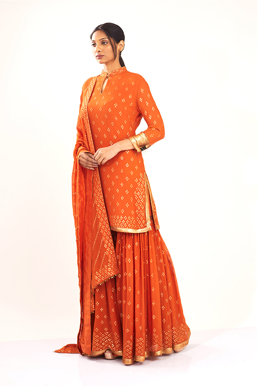 Gharara Set with Bandini inspired gold sequins