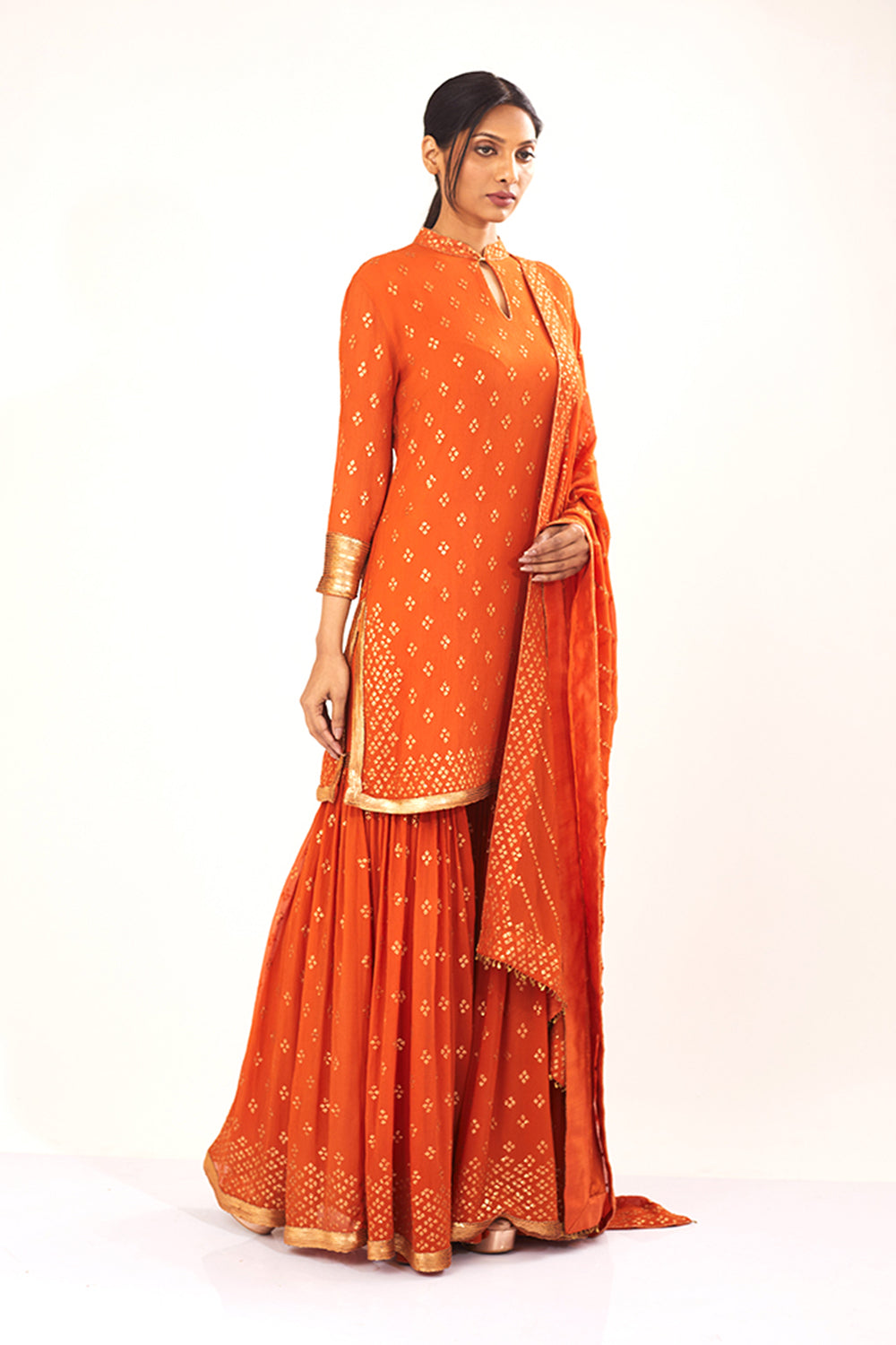 Gharara Set with Bandini inspired gold sequins