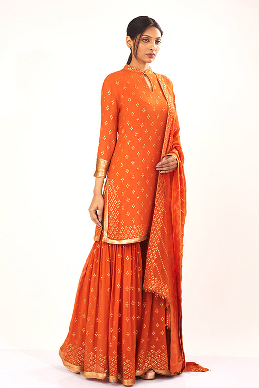 Gharara Set with Bandini inspired gold sequins