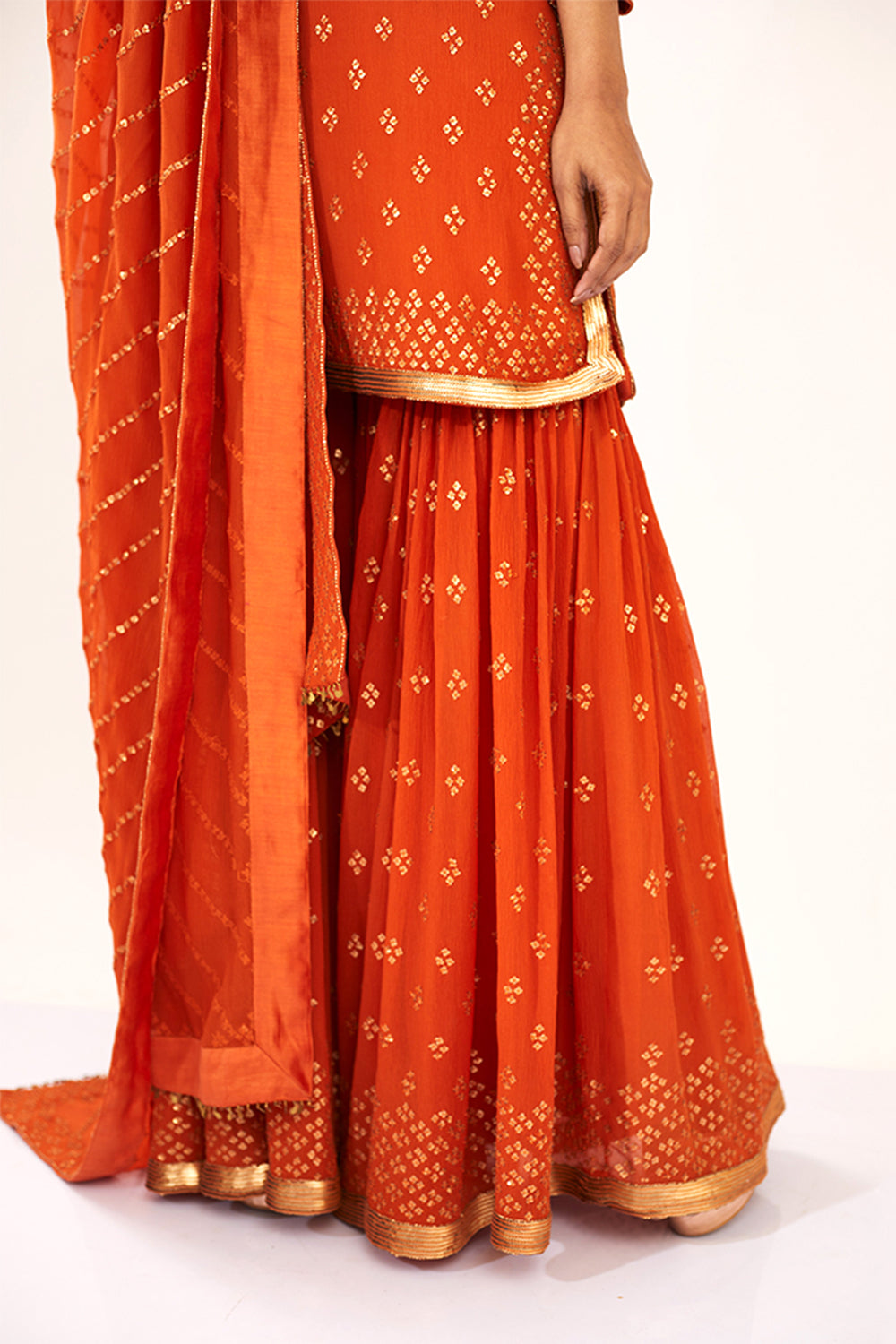 Gharara Set with Bandini inspired gold sequins