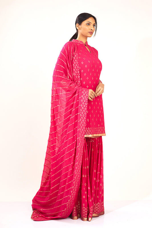 Gharara Set with Bandini inspired gold sequins