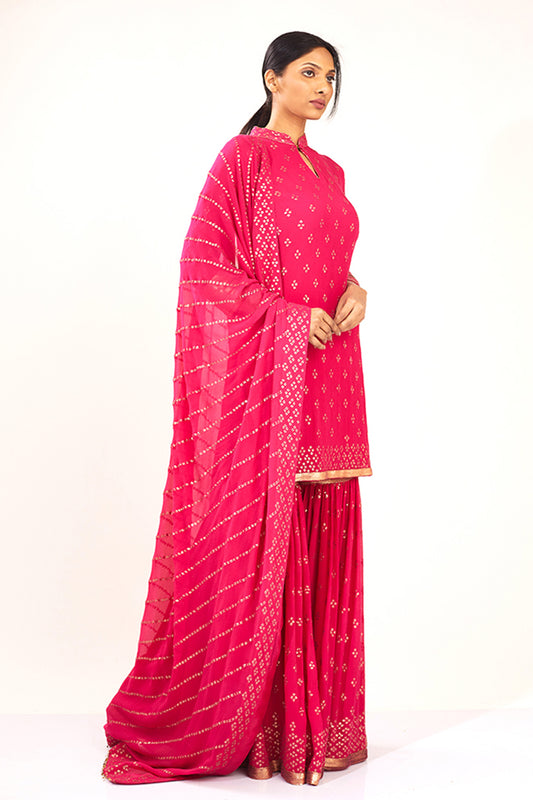 Gharara Set with Bandini inspired gold sequins