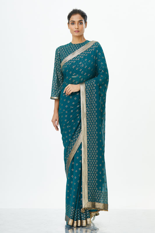 Sari Set with Bandini inspired Sequin Embroidery