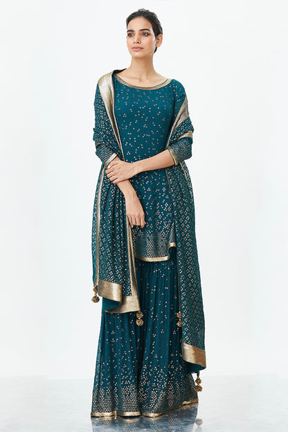 Gharara Set with Bandini inspired Sequins Embroidery