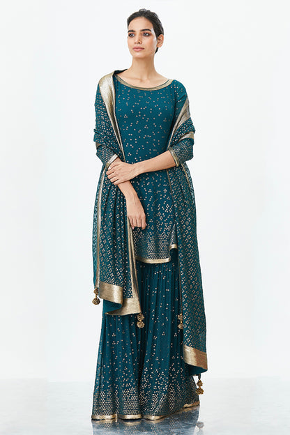Gharara Set with Bandini inspired Sequins Embroidery