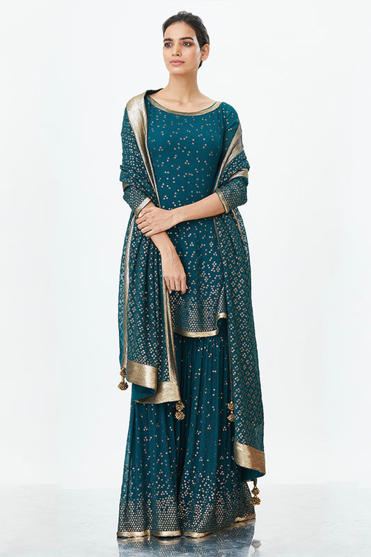 Gharara Set with Bandini inspired Sequins Embroidery