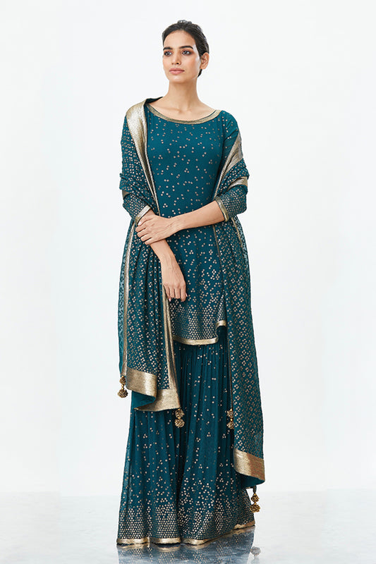 Gharara Set with Bandini inspired Sequins Embroidery