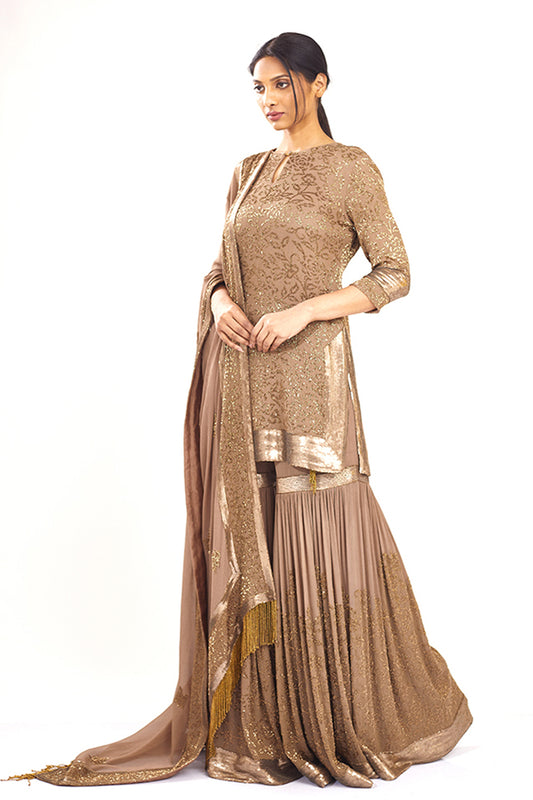 Gharara Set in Spiral Bead Work Embroidery