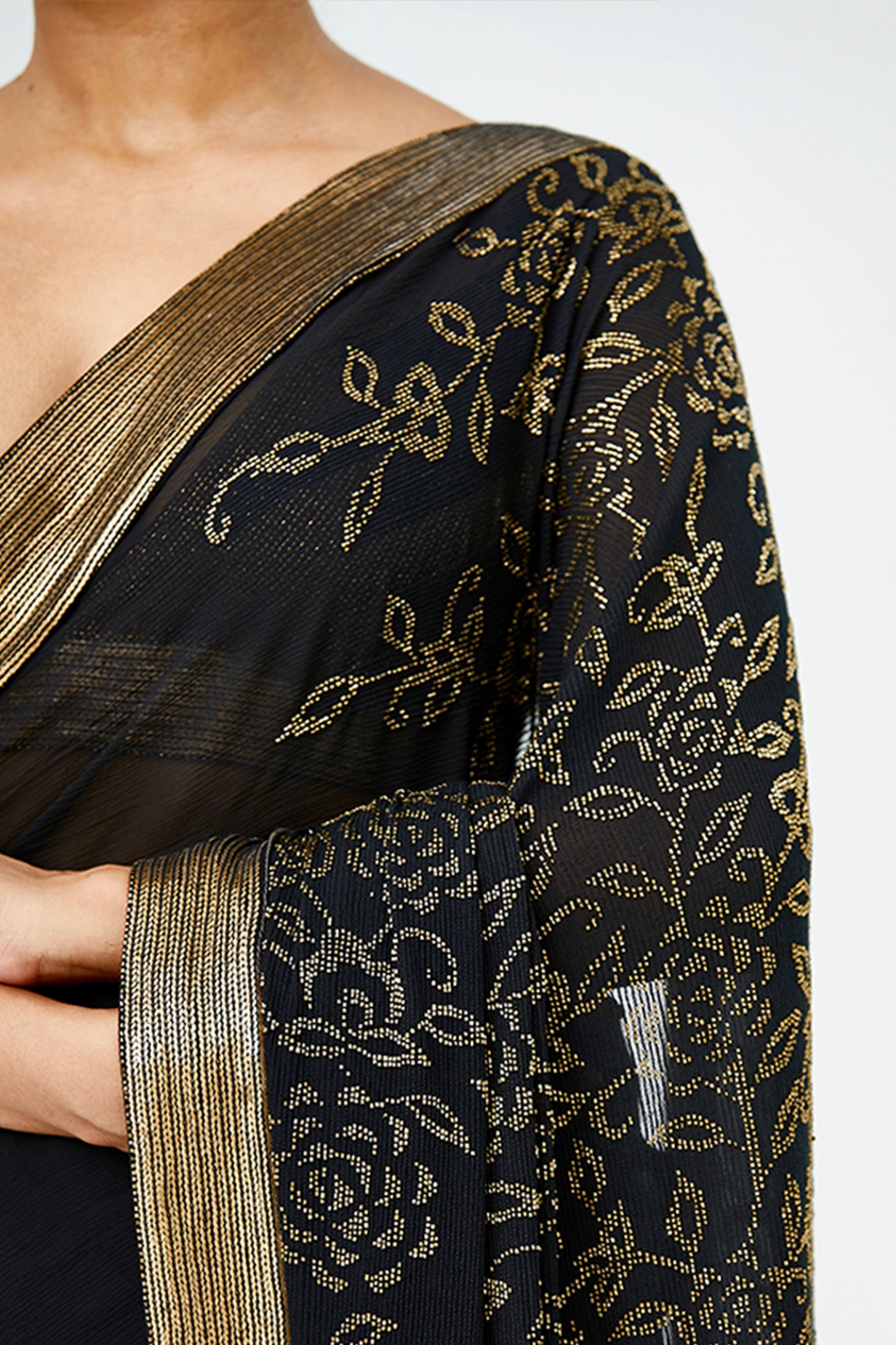 Sari Set in Spiral Bead Work and Sequin Embroidery