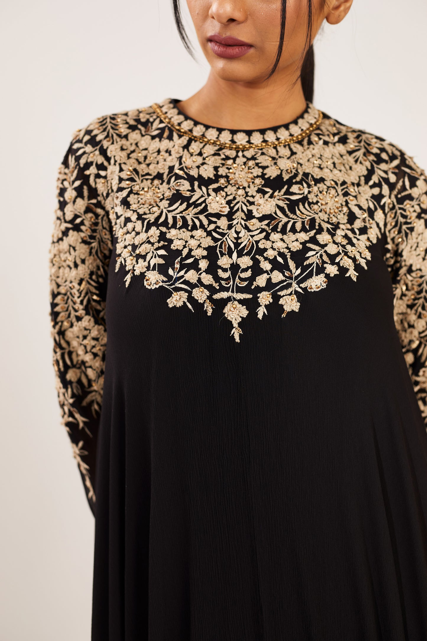 Asymmetric Kurta Set in Old World Thread  Embroidery