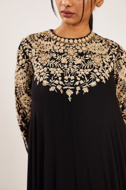 Asymmetric Kurta Set in Old World Thread  Embroidery
