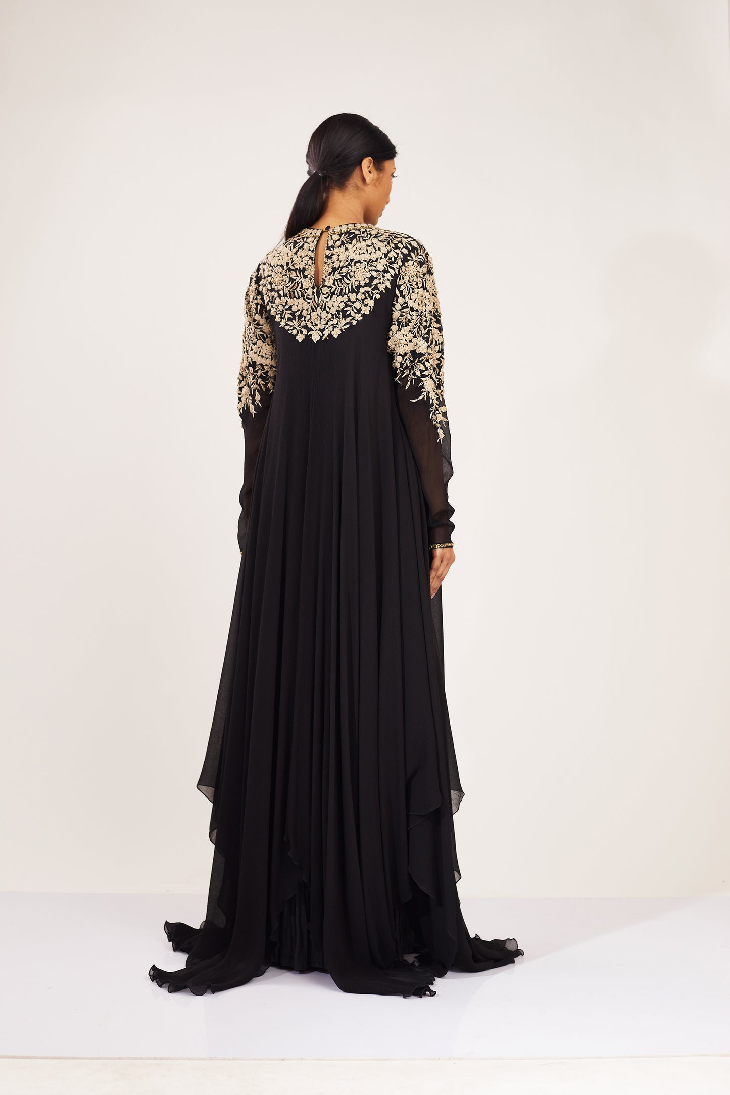 Asymmetric Kurta Set in Old World Thread  Embroidery